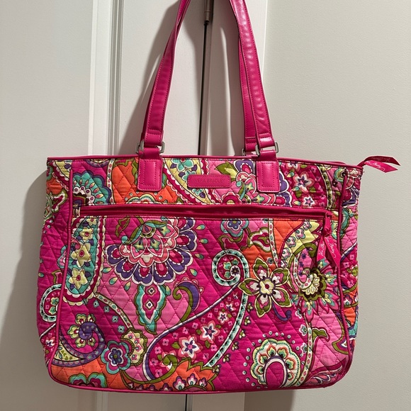 Vera Bradley Handbags - Vera Bradley Laptop Tote in Pink Paisley | Travel & Work Bag
